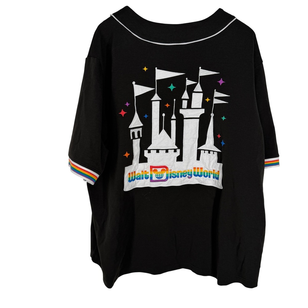Disney Parks Walt Disney World Pride Rainbow Baseball Jersey Black Size XXL